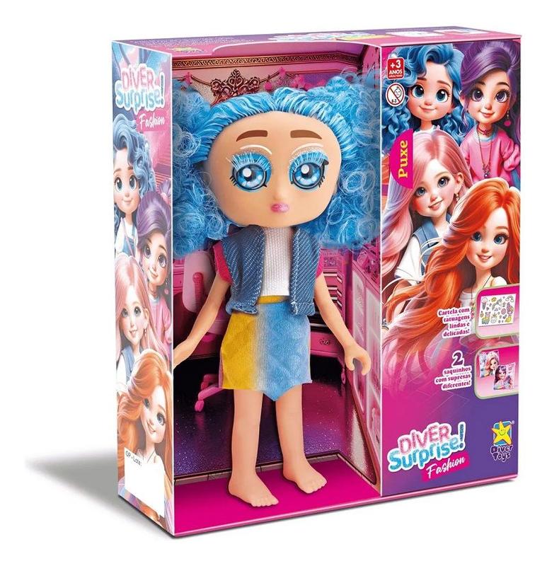 Boneca Diver Surprise Fashion Kpop Azul Divertoys - Bonecas
